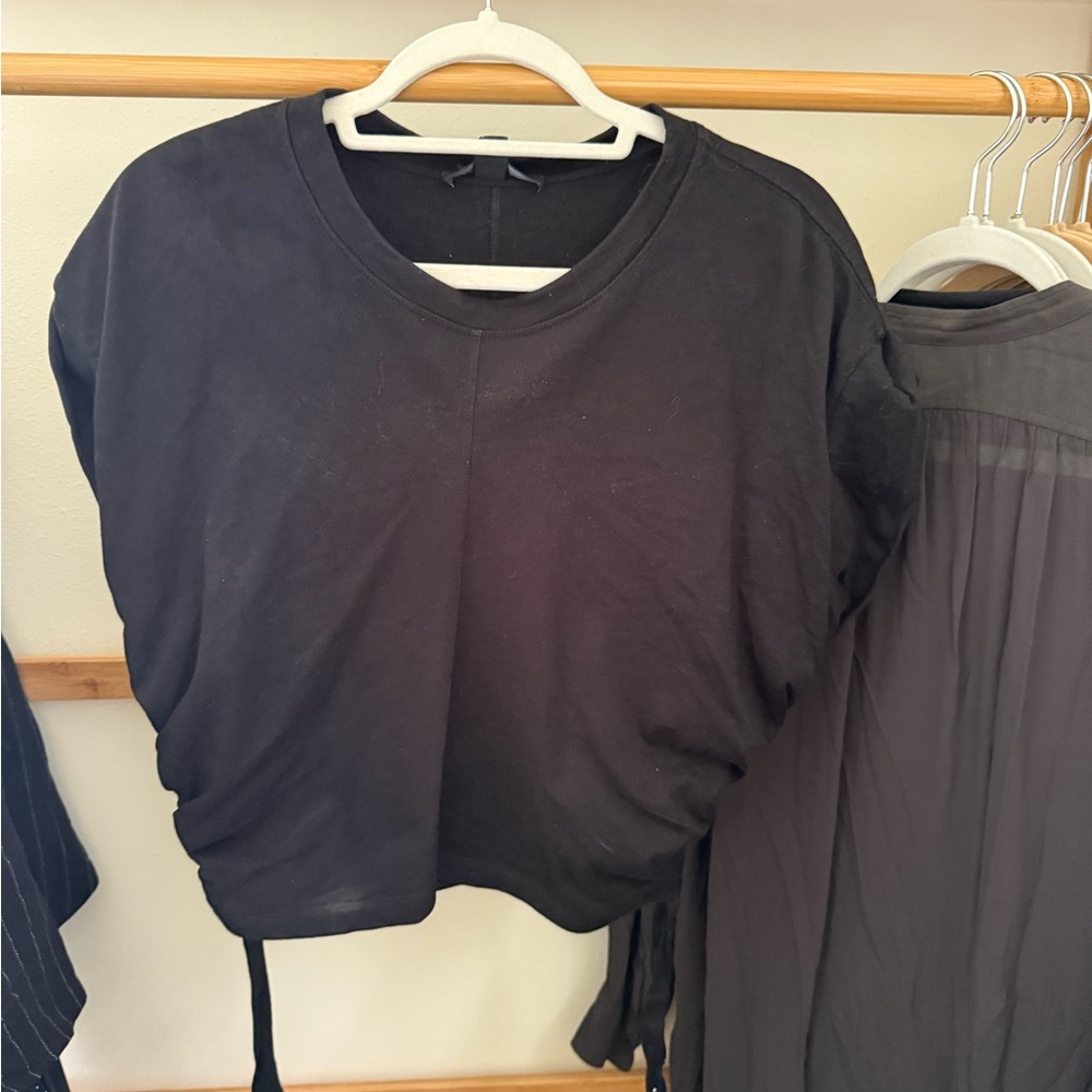 All Saints Black Ruched Crop Top